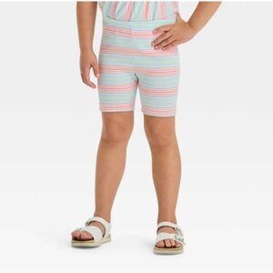Cat & Jack Size 4T Girl’s Biker Shorts Ribbed Striped Legging Shorts